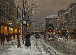 Boulevard de la Madeleine en hiver - Edouard Léon Cortès